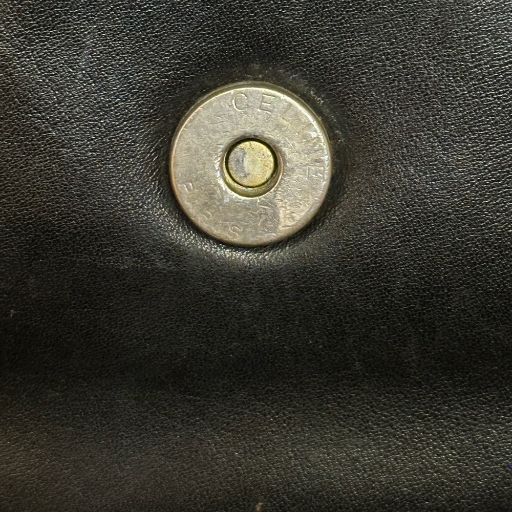 Celine Triomphe Vintage Black Leather Shoulder Bag w/Golden Trim. Comes with COA - Picture 4 of 17